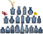 Glass Bud Vases Set of 20, Small Flower Vase in Bulk for Centerpieces, Mini Vintage Blue Vases for Rustic Wedding Vintage Home Table Decor