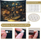 HVEST Fantasy Library Tapestry Fairytale Tree Vintage Bookshelf Tapestry for Bedroom Retro Bookshelf Book Wall Decor for Classroom Study Room College Room Dorm, 40L x 60W Inches