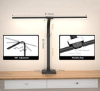 Double Head LED Desk Lamp, Architect Desk Lamps for Home Office, 24W Brightest Workbench Office Lighting-5 Color Modes and 5 Dimmable Eye Protection Modern Desk Lamp (Black-Desktop, Big)