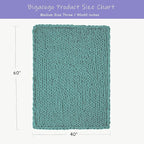 Bigacogo Chunky Knit Throw Blanket for Couch, 40x60 inches, 100% Hand Knitted with Thick Jumbo Chenille Yarn, Cozy Soft Large Rope Knot Cable Crochet Blankets for Sofa Bed Living Room, Light Teal