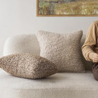 Foindtower Set of 2 Curly Teddy Wool Pillow Covers Decorative Boucle Textured Lumbar Throw Pillow Faux Fur Pillowcases Sheepskin Cushion Case for Sofa Bedroom Car 12"x20" Khaki