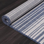 Stripe Outdoor Rug 5x7 Washable Outside Carpet for Indoor Patio Porch Waterproof Easy Cleaning Non Shedding Area Rugs Blue 5 x 7