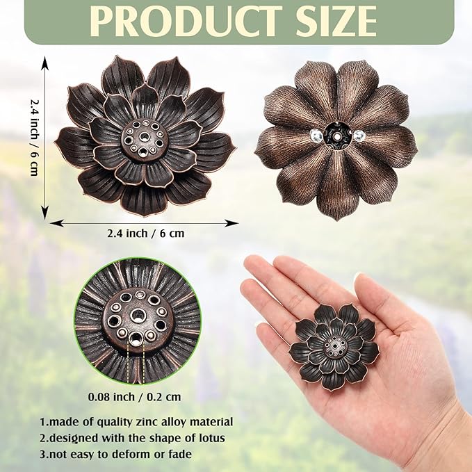 Sumind 30 Pieces Incense Holder Lotus Sticks Incense Burner Cone Burner Ash Catcher for Home Fragrance Decor Yoga SPA Bedroom(Retro)