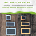 LUMENGY Solar Paver Light 6×9 inch, 5000K, Up to 20 Hours Continuous Lighting, Stainless Steel, Thick Glass, Glare-Free Illumination for Driveways, Pathways & Garden, Waterproof & Drive-Over Rated