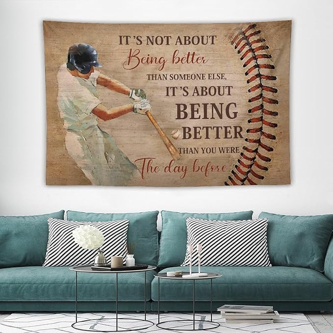 yowecso Baseball Tapestry Sport Theme Tapestry Wall Hanging for Bedroom Baseball Tapestries Aesthetic Wall Decor for Home Dorm Living Room 60"x90"