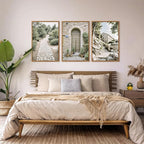 Aurlan Neutral Italy Countryside Landscape Framed Wall Art(16"x24"), 3PCS Vintage Mediterranean City Photography Gallery Canvas Artwork, Large Old Town Architecture Travel Decor Prints for Office Bedroom