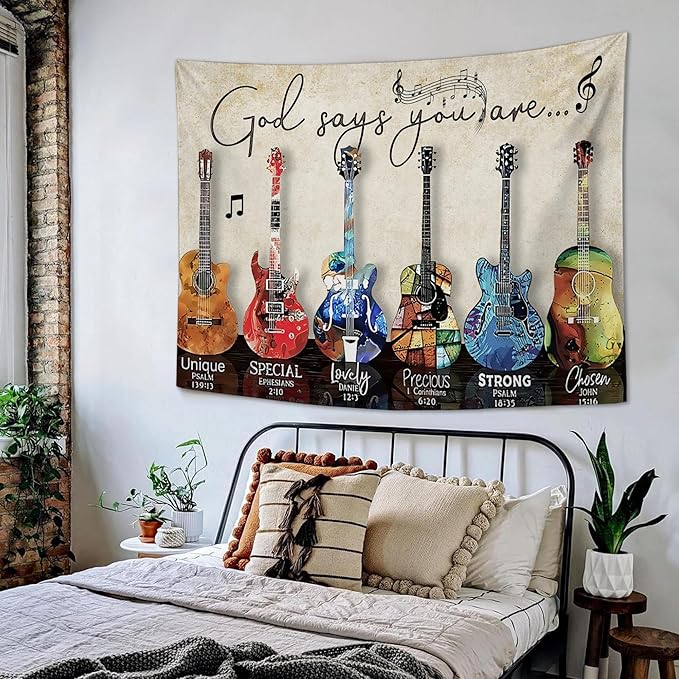 yowecso Musical Guitar Tapestry Rock Guitar Tapestry Wall Hanging for Bedroom Cool Rock Music Tapestries Aesthetic Wall Decor for Home Dorm Living Room 50"x60"
