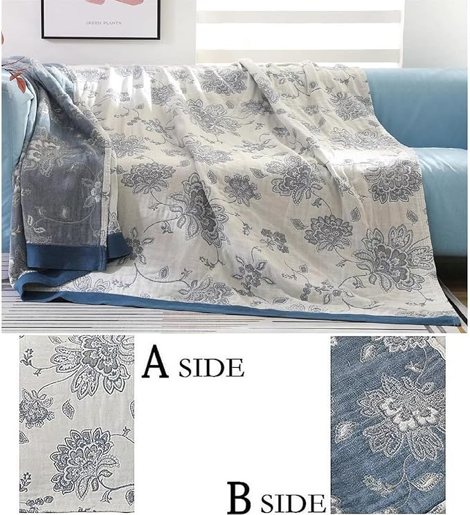 MSGKV Boho Throw Blanket for Couch Sofa Bed Decor, 100% Cotton Blankets Warm Versatile KnitWoven Blanket, Super Soft Warm & Decorative Blanket for Sofa Bed Living Room, 78''Wx 90''L