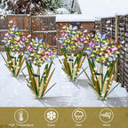 Solar Metal Agave Butterfly Flower Stick Garden Sculpture - Outdoor Christmas Lights With Swaying Butterfly - Solar Powered Gift (2 PCS Light Green)