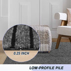 Custom Size Backed Non-Slip Area Rugs Runner, Easy Clean, Waterproof Runner Rugs for Hallway Entryway, Kitchen, Laundry, 4FT x 44FT, Gray Stripe