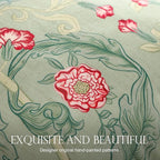 patdrea Designer Pack of 4 Throw Pillow Covers,French Vintage Rustic Linen with Green Floral Pattern Pillows Cover,Decorative Lumbar Square Pillowcases Cushion for Bed Living Room Outdoor Car