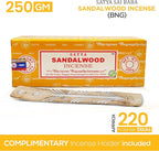 Satya Sandalwood Incense Sticks 250 gm Pack, Nagchampa Scent, Includes Raajsee Incense Holder