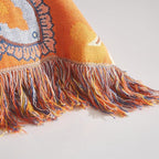 Boho Throw Blanket for Couch Sofa Bed, 100% Cotton Woven Quilt with Tassel 80”x90”, Super Soft Muslin Blanket with Oriental Universe Printed, Decorative Reversible Bed Blanket/Cover for All Seasons