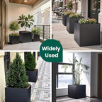 Galvanized Steel Planter Box Black Metal Planter Large Square Indoor Outdoor Planters Cube Steel Heavy Duty Flower Pot 24Inch Powder Coating Modern Commercial Residential for Patio, Deck, Yard, Garden