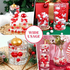 200PCS Watermelon Red Faux Pearls Beads for Centerpiece Vases, Vase Filler Faux Pearls, No Holes Filler Beads for Party Anniversary Birthday Wedding Table Decor, 10/14/20/30mm