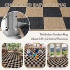 Lahome Checkered Easy Jute Rug, 9x12 Area Rug for Living Room Indoor Outdoor Carpet, Farmhouse Neutral Non Slip Non Shedding Stain Resistance Floor Carpet for Patio Dining Room Backyard