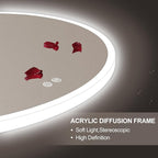 S·BAGNO 24'' Round Bathroom Mirror with Lights, LED Bathroom Vanity Wall Mirror with Anti-Fog, Stepless Dimmable, 3 Colors, Tempered Glass Lighted Vanity Smart Mirror for Bathroom(No Bluetooth)