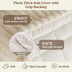 MYSKY HOME Couch Covers for 3 Cushion Sofa Pet Friendly, Couch Cover for Dogs, Sofa Covers for Pets Washable, Soft Non-Slip Sofa Slipcovers Furniture Protector Covers, Cream, 27.6" x 70.9"