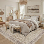 DCX Machine Washable Brown and Beige Area Rug 8x10, Non Slip Stain Resistant Vintage Rug for Living Room Diningroom Bedroom Nursery, Soft Low Pile Large Carpet