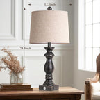 24.5" Table Lamp Set of 2, Rustic Farmhouse Bedside Lamps with USB A+C Charging Ports, 3-Way Dimmable Touch Control Nightstand Lamps for Living Room Bedroom, Antique Black, LED Bulbs Included