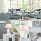 Table Lamps for Living Room Set of 2, Coastal White Bedside Lamps for Bedroom with USB A+C Outlet Modern Resin 3-Color Temperature Nightstand Lamp for End Table (Bulbs Included)