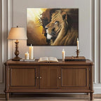Fantasy Artists Framed Jesus Christ Canvas Wall Art The Lion of Judah Christian Painting Prints Biblical Wall Decor Religious Room Decor for Church Prayer Room Christian Schools Hospitals 16" x 24"