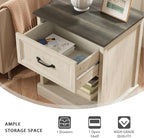 CARPETNAL 20" Farmhouse Nightstand, End Table with Large Drawers & Open Storage, Side Table, Bedside Cabinet for Bedroom, Living Room, White