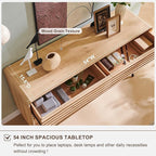 RedLemon 6 Drawers Dresser for Bedroom, 54'' Wide Mid Century Modern Wood Fluted Double Dresser, Chest of Drawers with Tapered Leg for Bedroom, Living Room, Hallway, Closet, Natural Oak