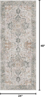 GENIMO Runner Rug 2x4, Non Slip Hallway Runner Rugs, Low Pile Lightweight Machine Washable Vintage Rug for Hallway, Entryway, Bedroom, Kitchen and Corridor,Taupe