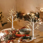 PABIPABI Christmas Decorations 2 Pack Lighted Birch Tree, Artificial Tree with 24 LED Warm White Lights Battery Powered Timer Room Decor, Tabletop Ceterpieces Trees for Home Party Wedding Decor (2FT)