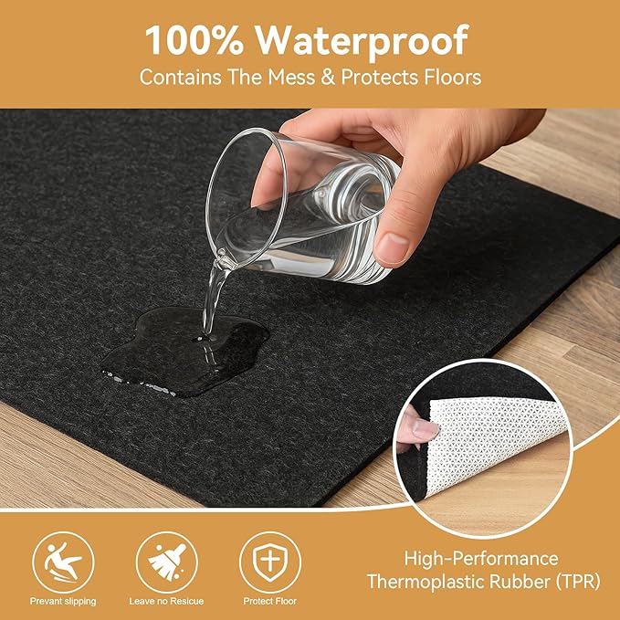 Deep Dream Dual Surface 10'x14' Rug Pad, Waterproof 1/4" Thick Felt + Natural Rubber Backing, Non Slip Carpet Gripper for Area Rugs, Protective Cushioned Pads for All Floors