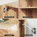 SIGNWIN Sideboard Buffet Cabinet, Kitchen Storage Cabinet with 2 Doors, Japanese Great Wave Off Kanagawa Vintage, Cupboard Console Table for Dining Room - 35" L x 18" W x 29" H