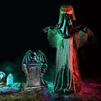 AW Scary Animated Halloween Decorations Jack-O-Lantern,Pumpkin Ghost Props 5.4 Ft Full Life Size with Motion/Sound Activated Glowing Head Horror Party Outdoor Indoor Decorations Farm Scarecrow 2025