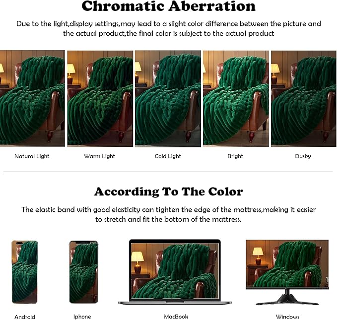 NEWCOSPLAY Faux Fur Twin Blanket Dark Green 3D Ribbed Plush Thick Warm Blanket for Couch Sofa Bed 850GSM (Dark Green Ribbed, Twin(60"x80"))