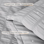 MUXHOMO 7 Pieces King Comforter Set, Seersucker Bed in a Bag King Size, All Season Luxury Bedding Set with Comforter, Flat Sheet, Fitted Sheet, Pillowcases & Shams, Light Grey