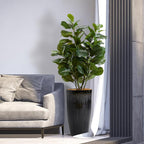 Worth Garden 23.5" H. Large Plastic Planters - Set of 2 Gradient Black Glossy Smooth Finish - Tall Plant Pots for Indoor & Outdoor Use - Decorative Lightweight Flower Pots for Front Porch, Patio, Deck