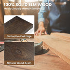 Floating Shelves, 8" Deep Rustic Solid Elm Wood Wall Mounted Floating Shelves, Wall Shelves with Invisible Bracket for Living Room Bathroom Bedroom Kitchen, 36 Inch Set of 2, Walnut