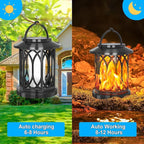 Solar Hanging Lanterns Outdoor, Flickering Flames Outdoor Solar Lights Hanging Lanterns Waterproof Decoration Lighting for Table, Garden, Patio, Tree (4 Pack)