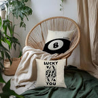 Trendy Retro Black 8 Ball Lucky You Poker Pillow Covers 18x18, Downtown Girl Room Decor, Funky Y2K Lucky You Decorative Throw Pillow Covers for Girls Room Dorm Apartment Home, Set of 2