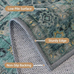 GENIMO 2x7 Runner Rugs for Hallway, Machine Washable Non Slip Vintage Rugs, Low Pile Lightweight Soft Print Rug for enrtyway, Corridor, Home Office, Kitchen, Dark Green