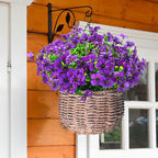 24 Bundles Artificial Flowers for Outdoors & Indoors – UV Resistant Faux Plastic Plants for Garden, Patio, Porch, Window Box, Home Decor – Lush & Vibrant Fake Flowers, Purple