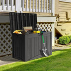 50 Gallon Lockable Resin Deck Box, Waterproof & UV-Resistant Outdoor Storage Box for Outdoor Cushion Storage, Garden Tools & Pool Accessories Storage, Black