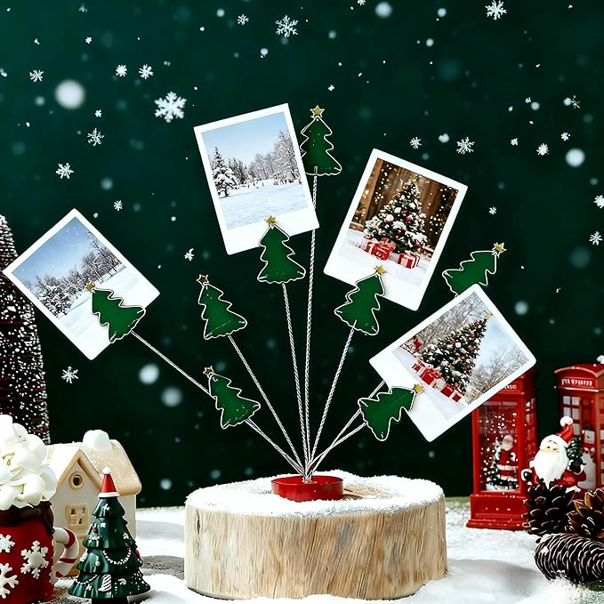 Christmas Photo Tree Holder Clip 8 Branch Gift Card Clips Tree Picture Frame Holder Christmas Table Centerpiece for Memo Paper Note Photo Decorations