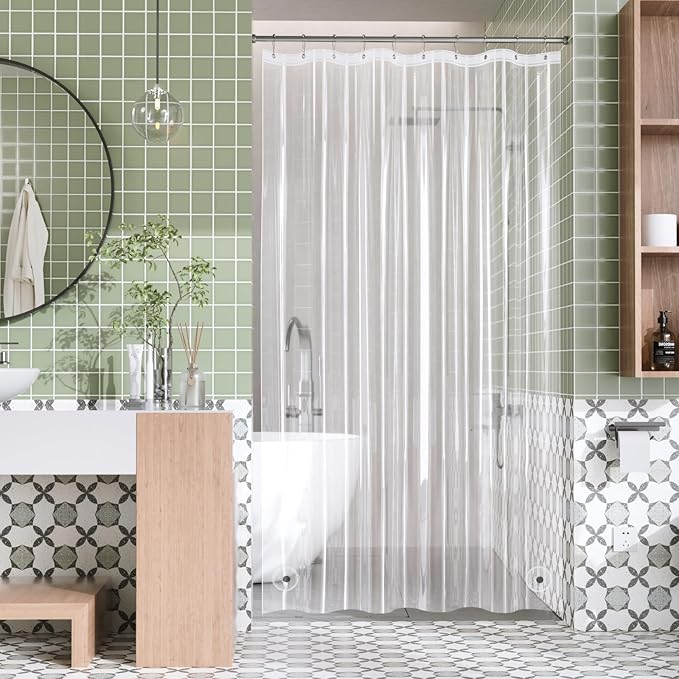 AmazerBath Shower Curtain Liner Small, 60x72 Clear Camper Shower Curtain, Waterproof Plastic Shower Liner, Lightweight PEVA Shower Curtain for Bathroom with 3 Magnets and 10 Rustproof Metal Grommets