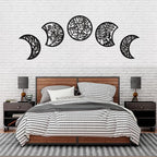 Jetec 5 Pcs Moon Phase Wall Art Decor Wall Pediments Hanging Wooden Moon Phase Spiritual Bedroom Nordic Boho Lunar Aesthetic Art for Living Room Dorm Apartment Bar Ornament(Dark Black,15.75 Inch)