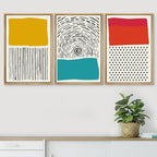 SIGNWIN Canvas Print Wall Art Line Art with Yellow and Red Squares Geometric Line Illustrations Modern Art Mid-Century Modern Warm for Living Room, Bedroom, Office - 16"x24"x3 Natural