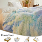 XeGe Plush Faux Fur Rainbow Throw Blanket, Tie Dye 50x60 Shaggy Furry Blanket Throw, Fluffy Microfiber Velvet Couch Blanket, Soft Colorful Fuzzy Lap Blanket for Girls Teens Women Kid Rainbow Blue