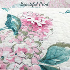 Cozy Line Home Fashions Turquoise Blue Floral Hydrangea Garden Leaf 100% Cotton Reversible Quilt Bedding Set, Coverlet, Bedspread (Valencia Bloom, Queen - 3 Piece)