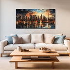 New York Skyline Wall Art for Living Room Modern Canvas Wall Art for Bedroom Above Bed Large Art Work for Office Walls 24 x 48 Inch