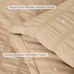 MUXHOMO 7 Pieces Full Comforter Set, Seersucker Bed in a Bag Full Size, All Season Luxury Bedding Set with Comforter, Flat Sheet, Fitted Sheet, Pillowcases & Shams, Khaki